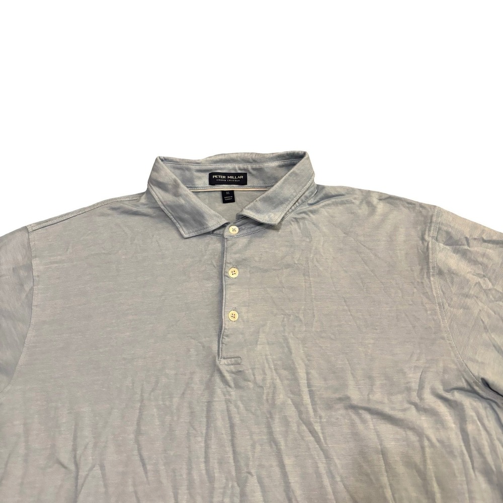 Peter Millar Crown Crafted Mens XL Polo Shirt Light Blue Cotton Modal‎ Stretch